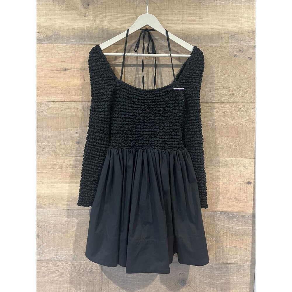 STAUD Cassidy black ruched long sleeves Dress size L - Picture 4 of 8